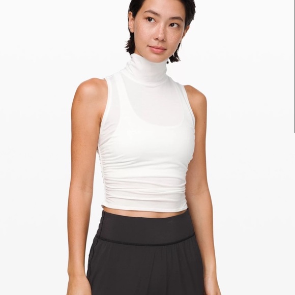 Lululemon Off White Turtleneck Sleeveless Ruched Tank - Picture 1 of 4